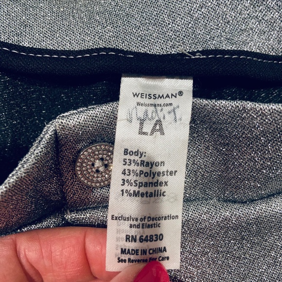 Weissman  Metallic Silver Dance Costume 2-Piece Suit (Blazer & Pants) - Picture 7 of 15